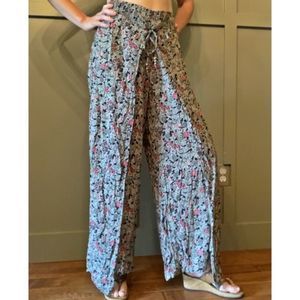 DENIM & Supply Ralph Lauren Floral Smocked Waist Wide Leg Wrap Around Pants